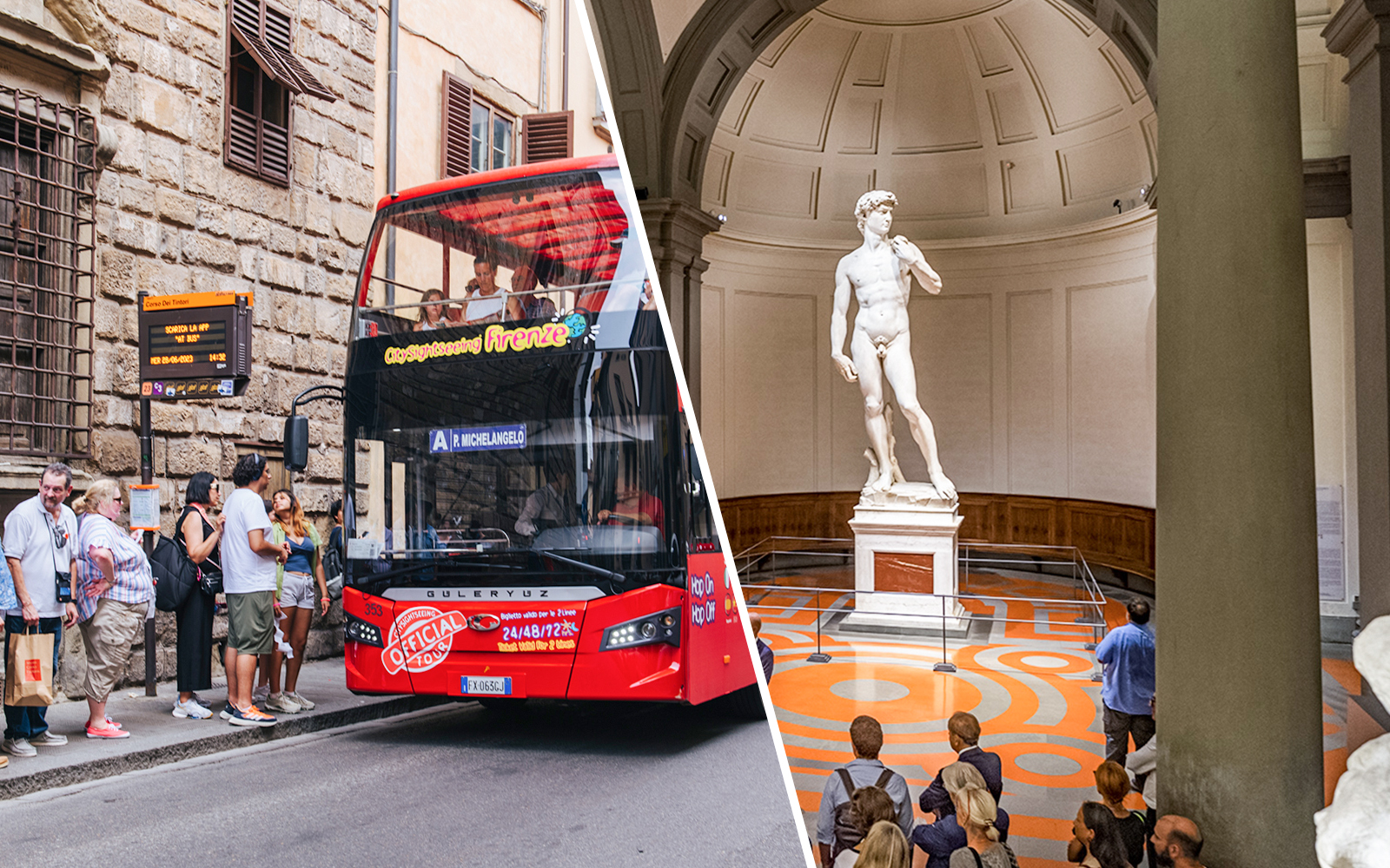 Combo: Florence Hop-On Hop-Off Bus Tour + Accademia Gallery Skip-the-Line Guided Tour experience tickets in Florence | TickYourList