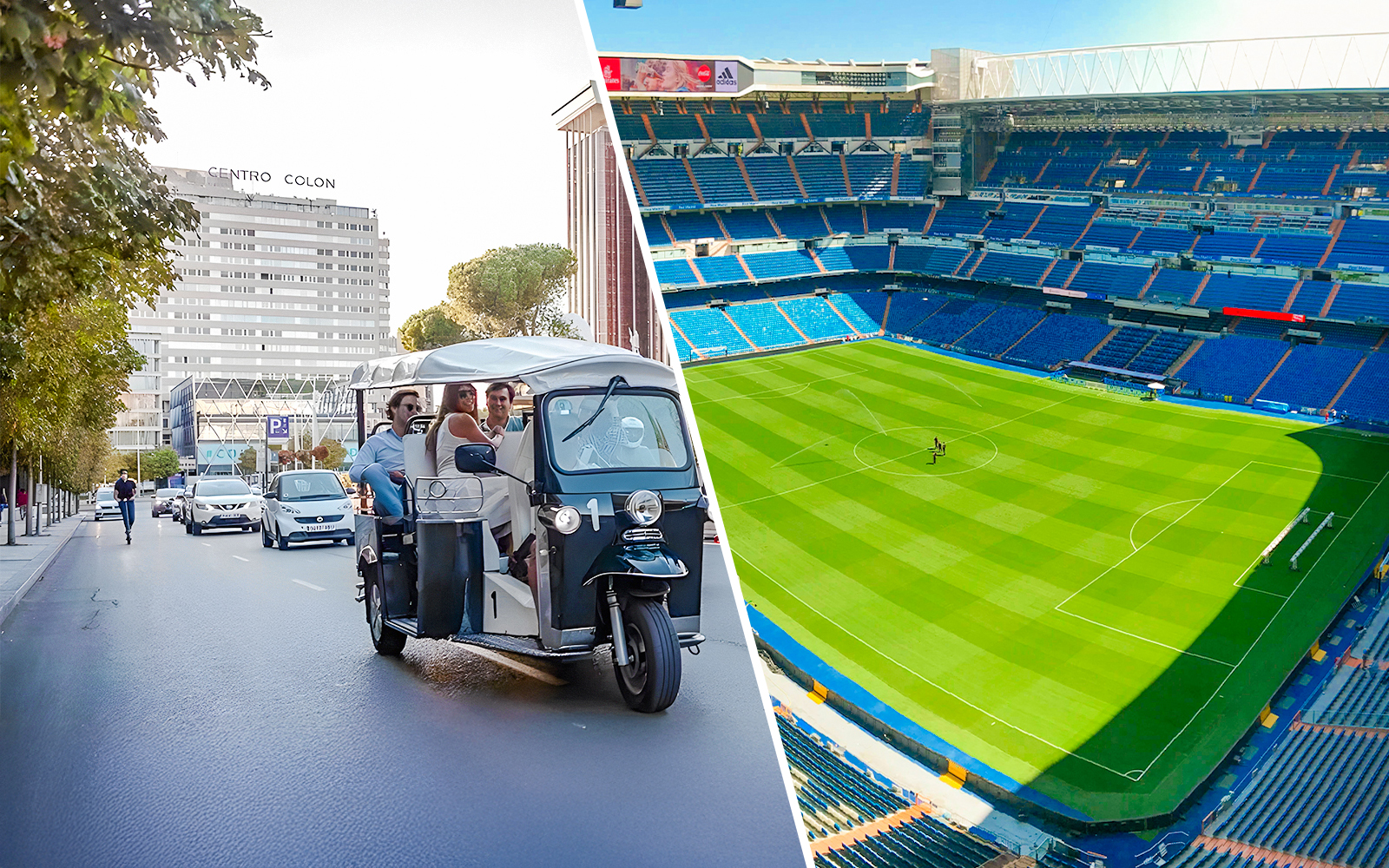Combo (Save 5%): Santiago Bernabéu Stadium Tour Tickets + 2-hour Welcome Tuk-Tuk City Tour experience in Madrid | TickYourList