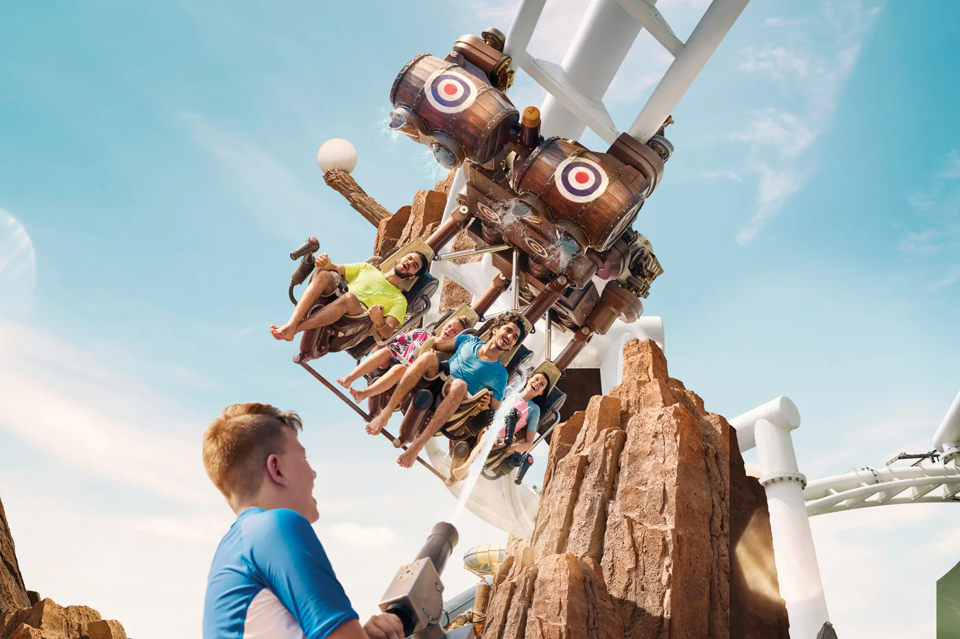 Visitors enjoying thrilling rides at Yas Waterworld Abu Dhabi