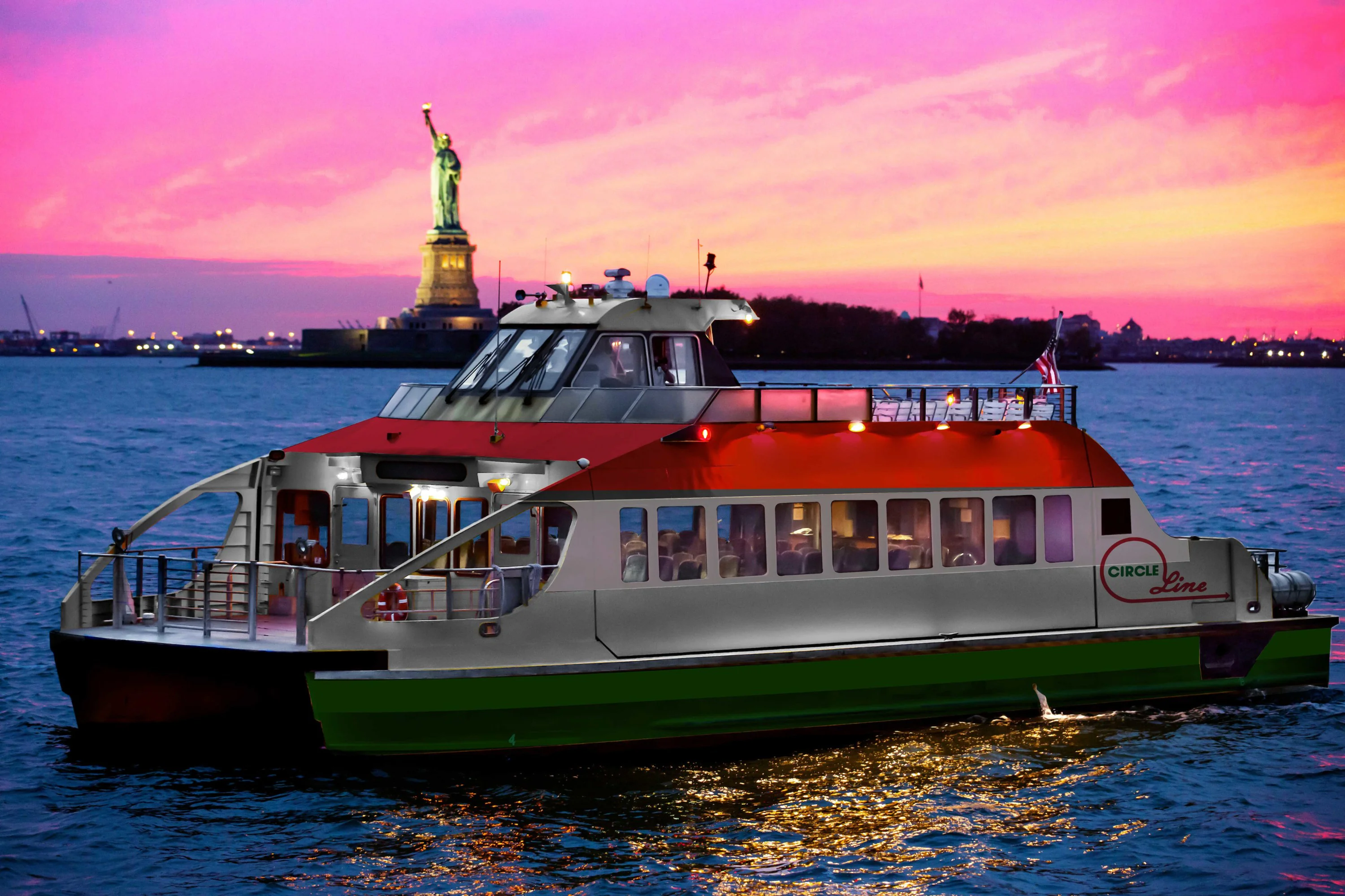 New York sunset cruise with Statue of Liberty